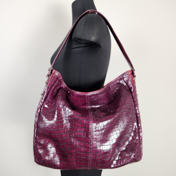 DONALD J. PLINER croc embossed tote shoulder bag - Picture 2 of 11